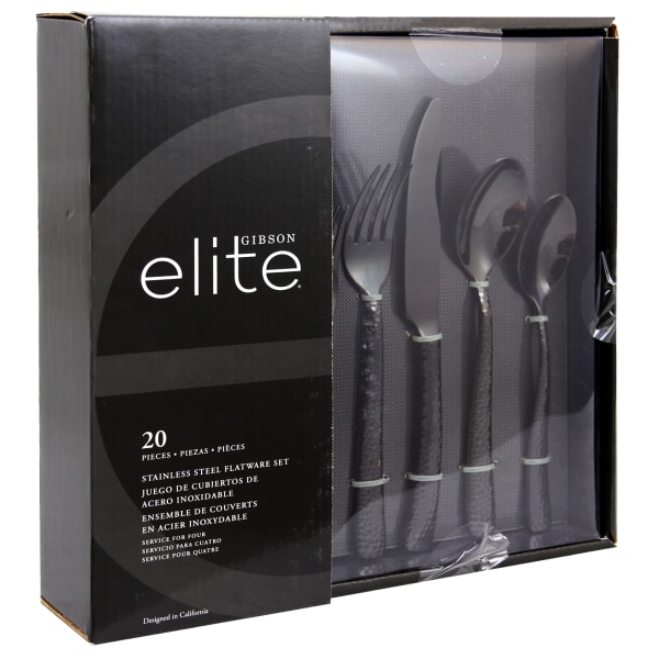 UPC 085081027566 product image for Gibson Elite Stonehenge 20-Piece Flatware Set, Black | upcitemdb.com