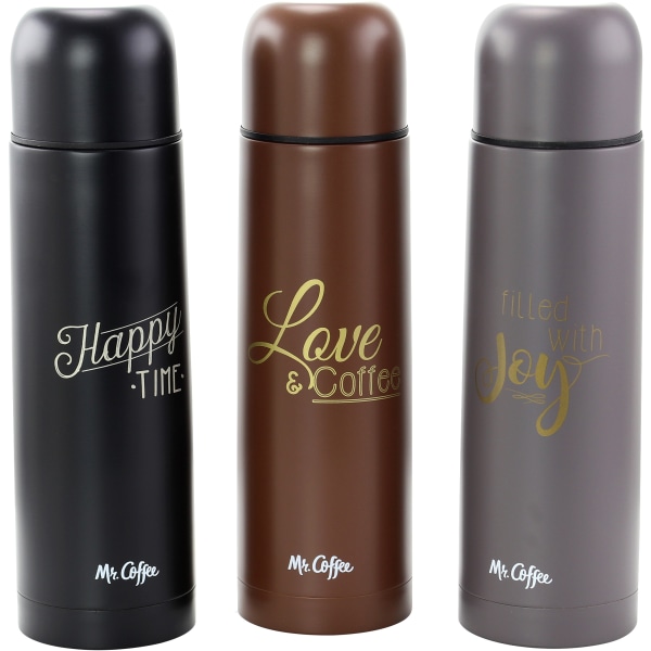 Photos - Mug / Cup Mr. Coffee Luster Javelin Thermal Travel Bottles, 16 Oz, Black/Brown/Gray, Set Of 3 Bottles 995112167M