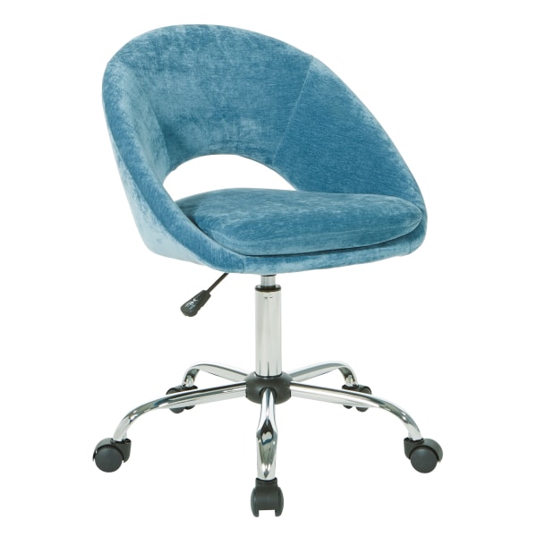 Office Star Milo Velvet Mid-Back Office Chair, Royal/Chrome