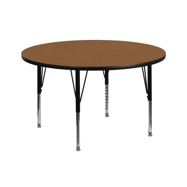 Flash Furniture 42"" Round Thermal Laminate Activity Table With Short Height-Adjustable Legs, Oak -  XUA42RNDOAKTP