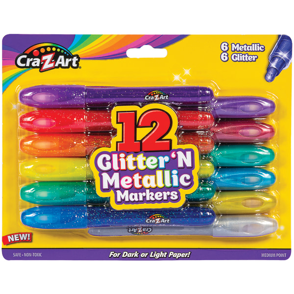 UPC 884920013100 product image for Cra-Z-Art Glitter 'N Metallic Markers, Assorted Colors, Pack Of 12 Markers | upcitemdb.com