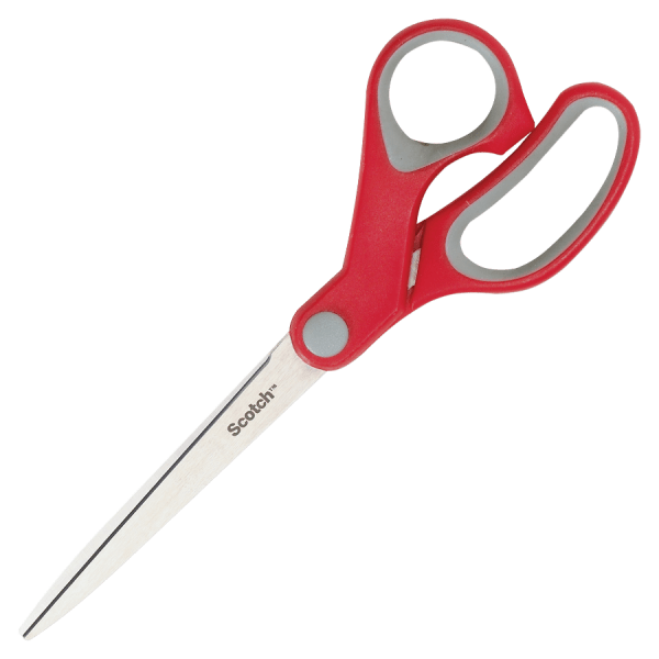 Scotch® Multipurpose Scissors, 8", Pointed, Gray/Red