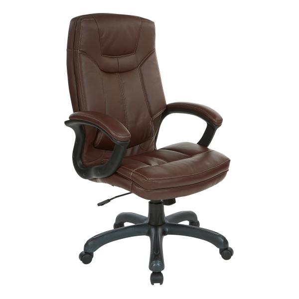 Office Star Faux Leather High-Back Executive Chair, Chocolate
