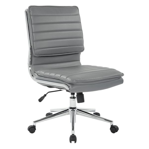 Armless Mid Back Manager's Faux Leather Chair with Chrome Base Charcoal Black - OSP Home Furnishings