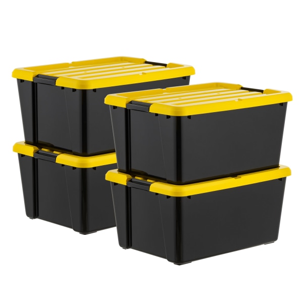 IRIS Plastic Stackable Storage Bins with Lids, 45-Quart, Black, Total Qty 4