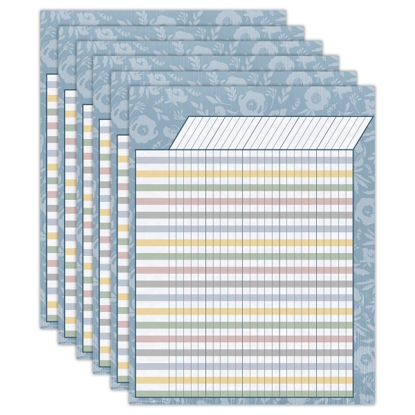 Teacher Created Resources Incentive Charts, 17" x 22", Classroom Cottage, Pack Of 6 Charts