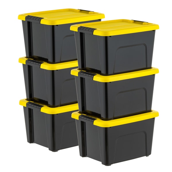 IRIS Plastic Storage Bins with Lids, 20-Quart, Black, Total Qty 6