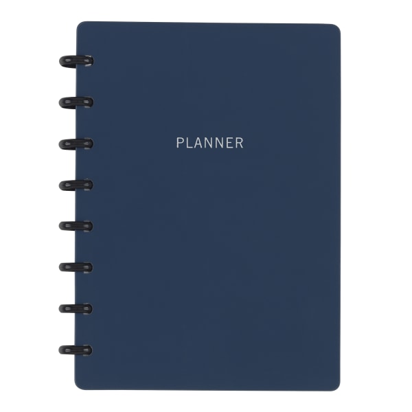 TUL Discbound Monthly Planner Starter Set, Undated, Junior Size, Soft-Touch Cover, Navy