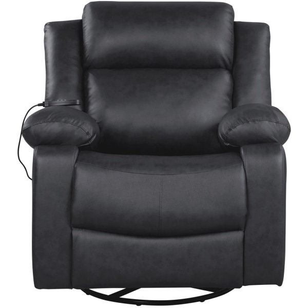 Photos - Chair Lifestyle Solutions Relax A Lounger Indya Faux Leather Manual Swivel Recliner, Black RRMXMLP2001 