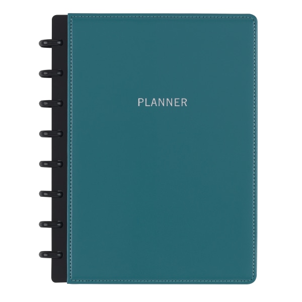 TUL Discbound Monthly Planner Starter Set, Undated, Junior Size, Leather Cover, Teal
