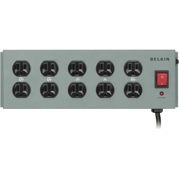 UPC 722868493014 product image for Belkin SurgeMaster F9D1000-15 10-Outlet Metal Surge Protector, 1-1/4’, Gray | upcitemdb.com