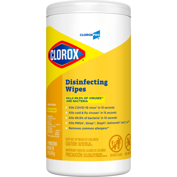 Clorox Disinfecting Wipes 7 x 8 Lemon Fresh Scent Pack Of 75 Wipes