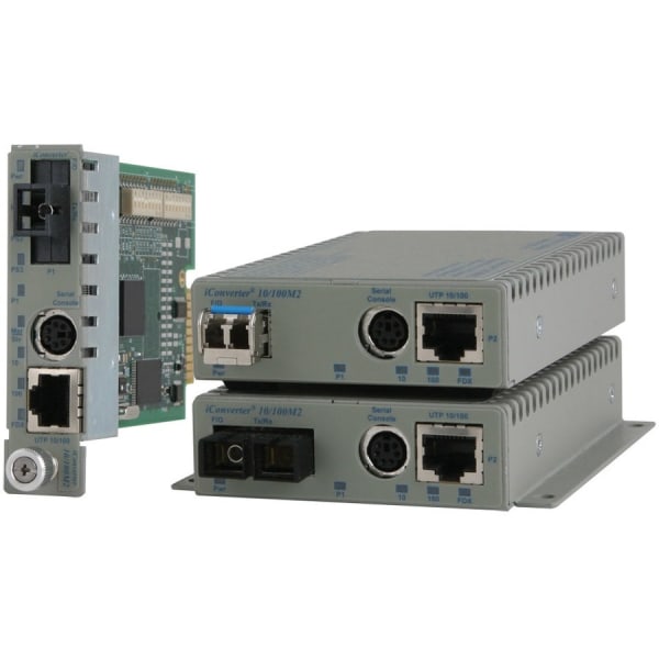Omnitron iConverter 10/100M2 - Fiber media converter - 100Mb LAN - 10Base-T, 100Base-FX, 100Base-TX - 8901N1D