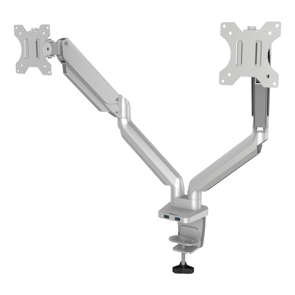 Fellowes Platinum Series Adjustable Dual Arms, Up to 32" Monitor, Silver (8056501)