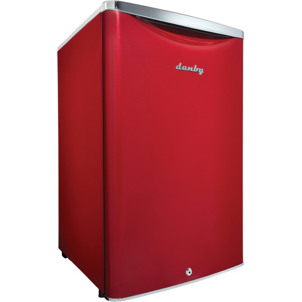 Danby 4.4 Cu.Ft. Compact Refrigerator - 4.40 ft³ - Auto-defrost - Auto-defrost - Reversible - 4.40 ft³ Net Refrigerator Capacity - Red - Metallic - Ch -  DAR044A6LDB