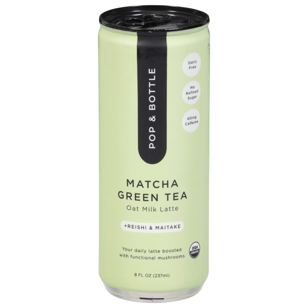 Pop & Bottle Matcha Oat Milk Latte + Reishi & Maitake Organic Shelf-Stable Ambient 8 fl oz