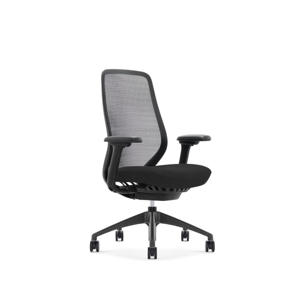WorkPro® 6000 Series Multifunction Ergonomic Mesh/Fabric High-Back Executive Chair, Black Frame/Black Seat, BIFMA Compliant -  V-WP6000BF-BLK