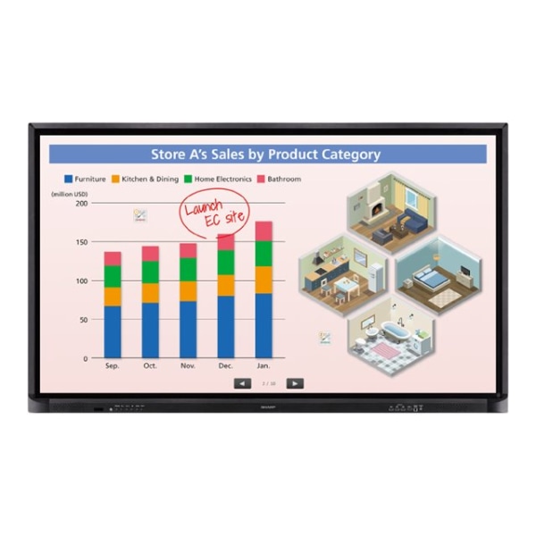 Sharp PNCE701H 70 Diagonal Class 695 viewable Aquos Board LEDbacklit LCD display interactive with touchscreen 4K UHD 2160p 3840 x 2 Sharp PNCE701H 70 Diagonal Class 695 viewable Aquos Board LEDbacklit LCD display interactive with touchscreen 4K UHD 2160p 3840 x 2