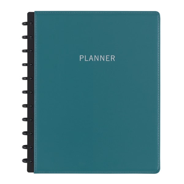 TUL Discbound Monthly Planner Starter Set, Undated, Letter Size, Leather Cover, Teal