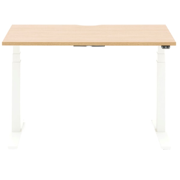 Allermuir Slide Electric Height-Adjustable Standing Desk, 29H x 48W x 30D, Oak/White