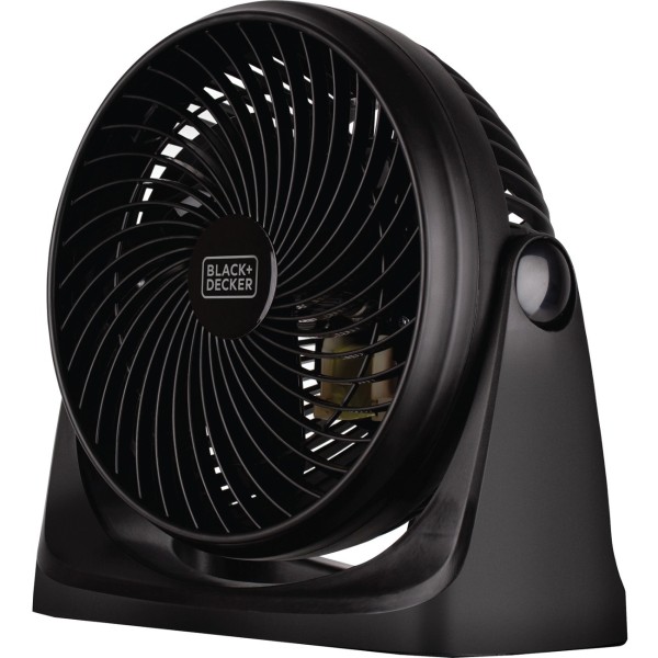 Black & Decker BFTU107 7-Inch Turbo Fan - 177.8 mm Diameter - 3 Speed - Tilt Adjustment, Air Circulation, Manual Control, Compact - Black