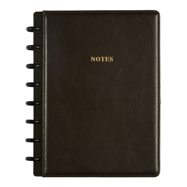 TUL Discbound Notebook, Limited Edition, Junior Size, Narrow Ruled, 60 Sheets, Dark Brown Leather