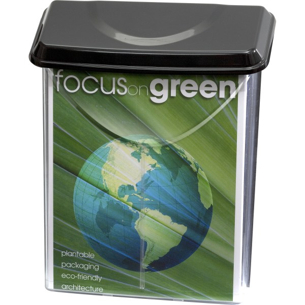 Officemate Outdoor Literature Holder, 12 7/8H x 10 1/2W x 4 1/4D, Clear/Black