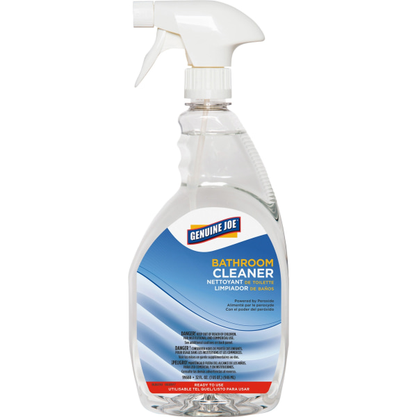 Genuine Joe Peroxide-Powered Bathroom Cleaner - Ready-To-Use Spray - 32 fl oz (1 quart) - 1 Each - Clear -  99668