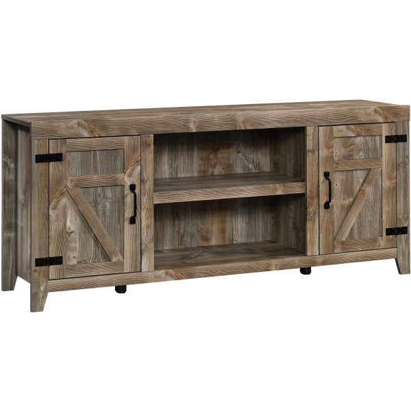 Sauder Farmhouse TV Stand with Storage  for TVs up to 70   Rustic Cedar Finish