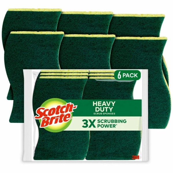 ScotchBrite HeavyDuty Scrub Sponges  28 Height x 45 Width x 06 Depth  36Carton  Green Yellow