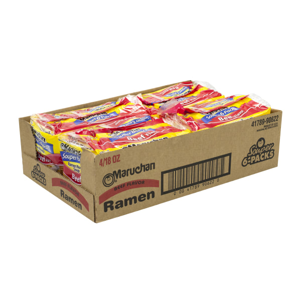 UPC 041789906220 product image for Maruchan Beef Flavor Ramen Noodle Soup, 6 Bags Per Pack, Case Of 4 Packs | upcitemdb.com