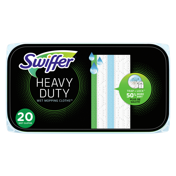 2 pack of case Swiffer Sweeper Heavy Duty Multi-Surface Wet Cloth Refills for Floor Mopping and Cleaning - Fresh scent - 20ct