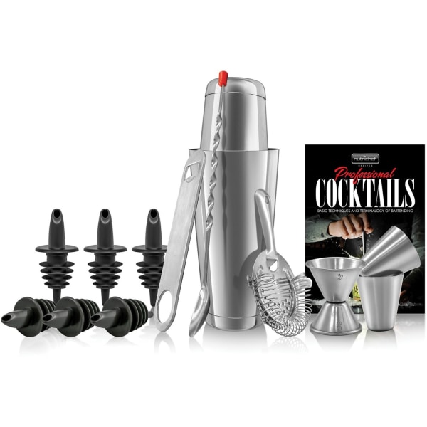 NutriChef Mixology Bartender Cocktail Shaker Set 15 & 30 oz Stainless Steel Mix Drink Shaker Kit