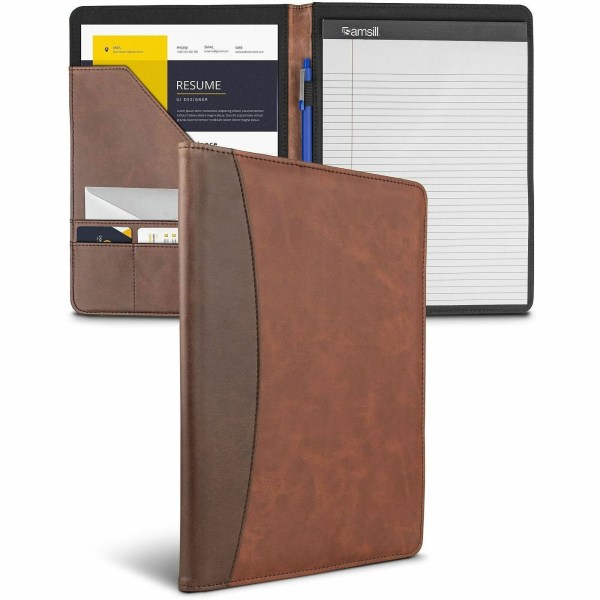 Samsill Two-Tone Padfolio, Resume Portfolio, Business Portfolio, with 8.5x 11" Writing Pad, Brown and Dark Brown (71656) - 71656