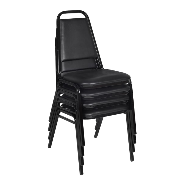 Regency Restaurant Vinyl Stacking Chairs, Black, Pack Of 4 Chairs