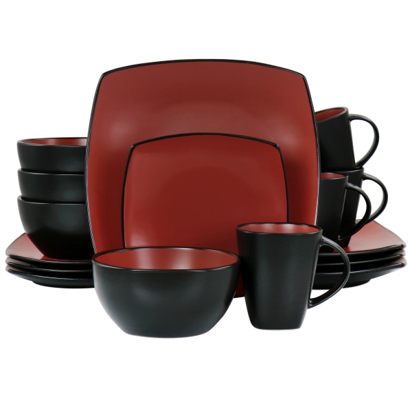 UPC 085081541161 product image for Gibson Soho Lounge 16-Piece Matte Glaze Square Dinnerware Set, Red | upcitemdb.com