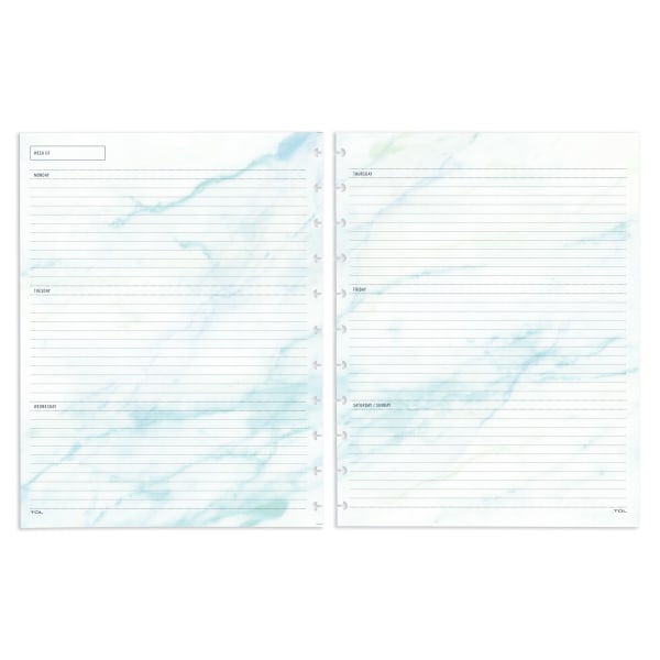TUL Discbound Undated Weekly/Monthly Refill Pages, Letter Size, 68 Sheets, Marble