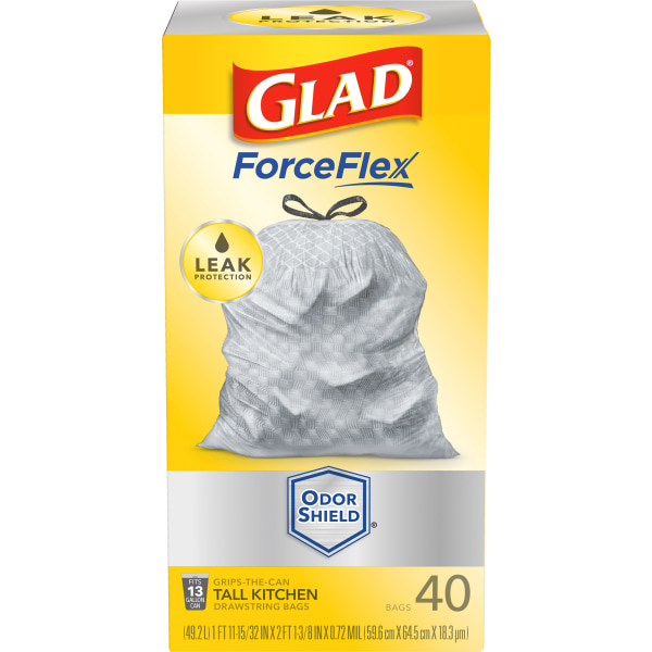 UPC 012587790083 product image for Glad ForceFlex Tall Kitchen Drawstring Trash Bags - OdorShield - Large Size - 13 | upcitemdb.com