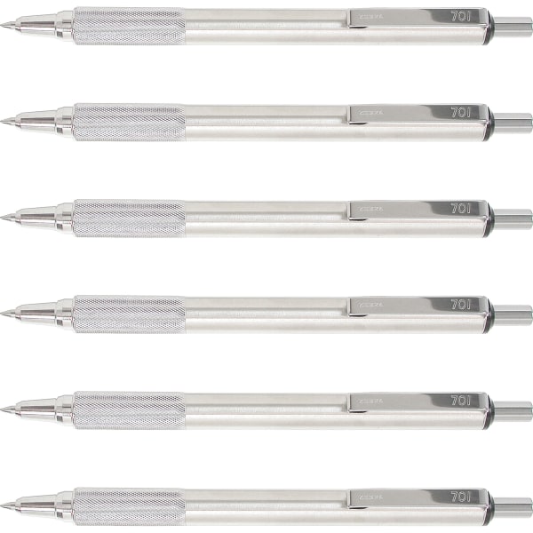 Zebra Pen STEEL 7 Series F-701 Retractable Ballpoint Pen - 0.7 mm Pen Point Size - Refillable - Retractable - Black - Stainless Steel Barrel - 6 / Box -  29411BX
