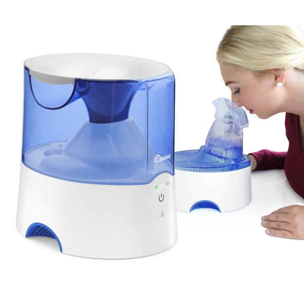 CRANE - 0.5 Gal. 2-in-1 Warm Mist Humidifier & Personal Steam Inhaler - Blue/White