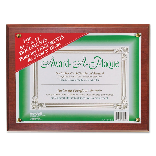 NuDell Award-A-Plaque 10.5x13 Document Frame  Acrylic/Plastic  Mahogany