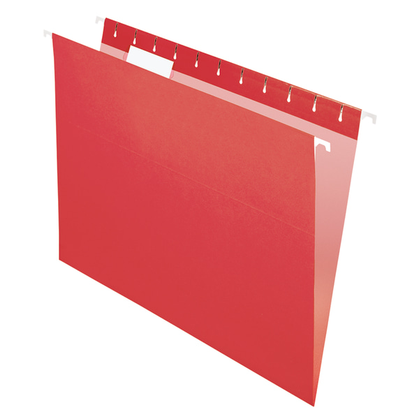 Colored Hanging Folders Letter Size  1/5-Cut Tab  Red  25/Box