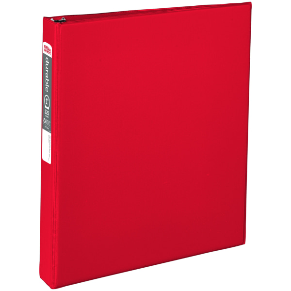 Office Depot&reg; Brand Durable Reference 3-Ring Binder, 1&quot; Round Rings, Red 1378414
