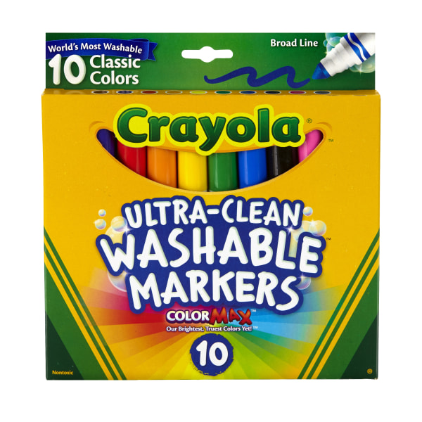 Crayola Ultra-Clean Washable Broad Line Markers  Back to School Supplies  10 Count