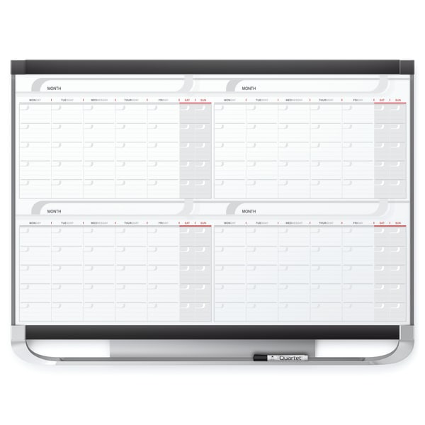 Quartet Prestige 2 Magnetic Four Month Calendar Board 36 x 24 3 x 2 Total Erase