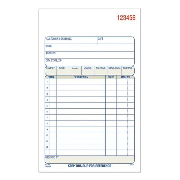 Adams Sales Order Book  50 Carbonless Sets
