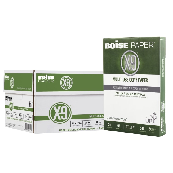 Boise X-9 Copy Paper  92 Brightness  11  x 17   White (2500 Sheets Per Carton)