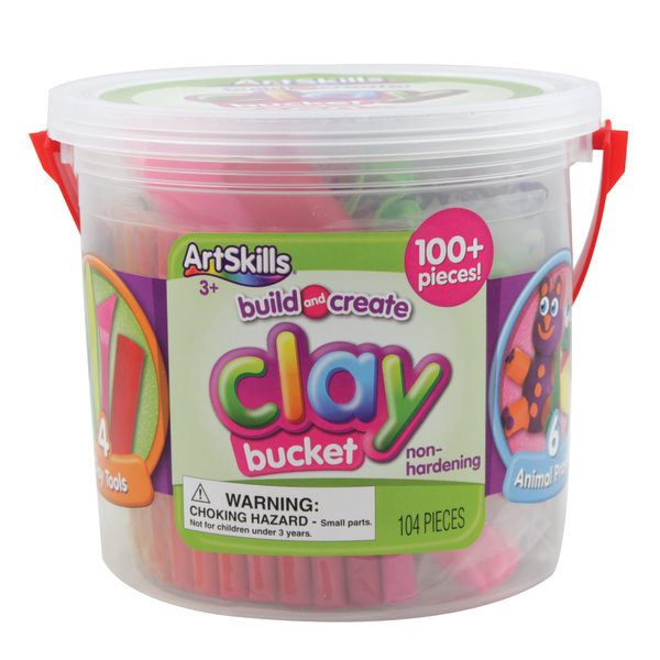 ArtSkills Kids Craft Clay Activity Bucket Over 100 Pieces  Assorted