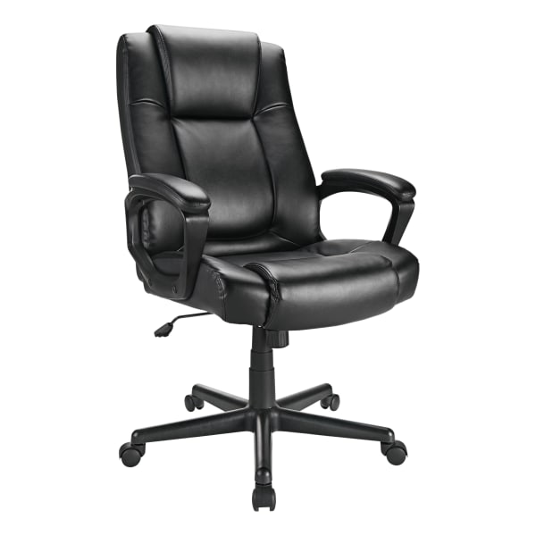 Realspace® Fennington Bonded Leather HighBack Executive Chair, Black