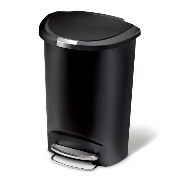 simplehuman 13 Gallon Plastic Step On Trash Can  Semi-Round Kitchen Garbage Can  Multiple Colors
